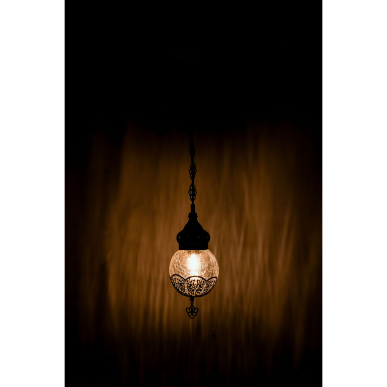 Hanging lamp 60 cm, blown glass, iron, diameter 15 cm